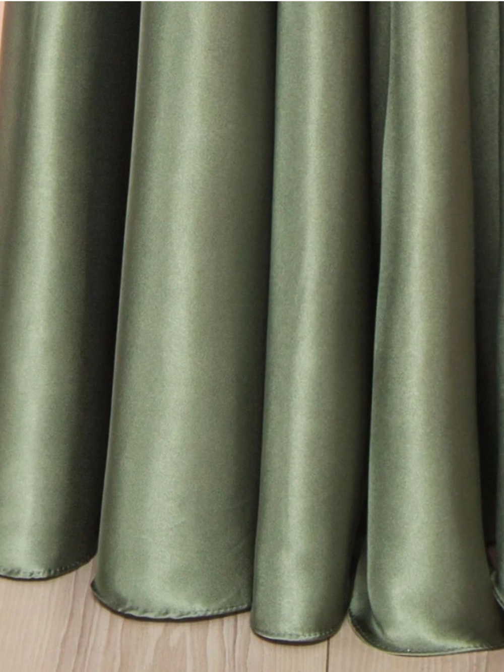 Moira Khaki | Cowl Neck Satin Maxi Dress with High Slit - Picture 5 of 10